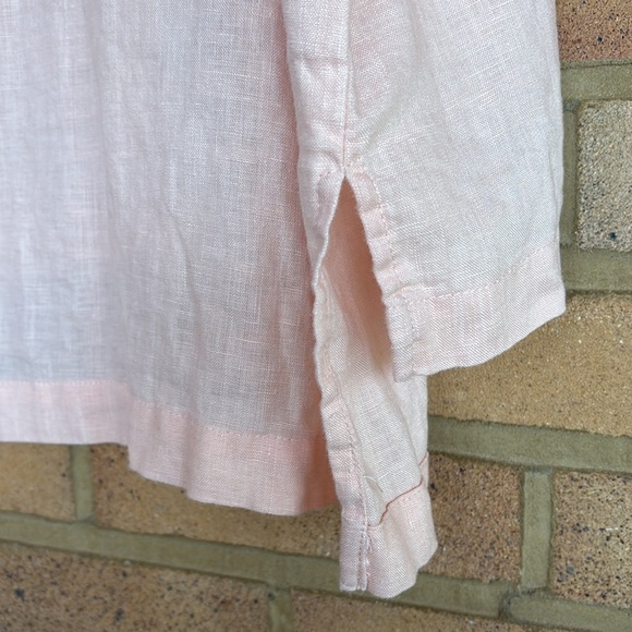 Ellen Tracy women’s 100% linen peach Cuffed Sleeve Tie Front Tunic XXL - Picture 9 of 9